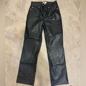 H and m size 6 vegan leather straight leg black pants
